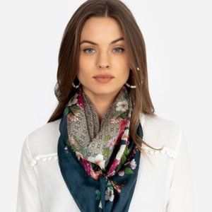 Johnny Was Silk Floral Tassel JENNA Scarf NWOT